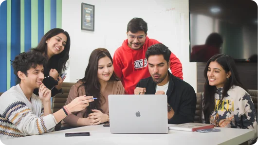 Team working on a customer experience solution project